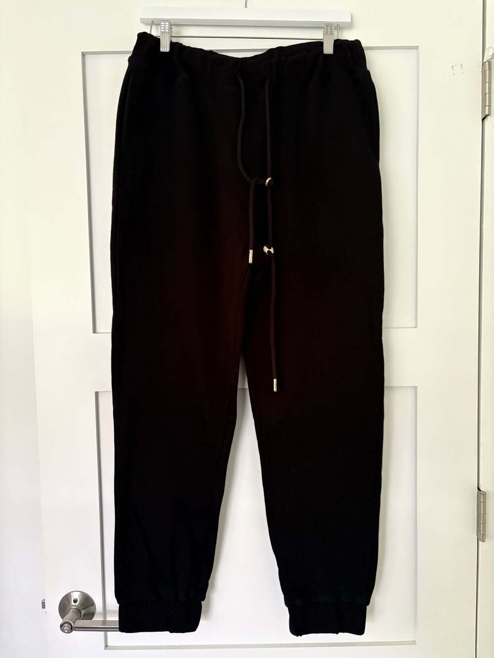 Elie Saab Black Drawstring Jogger Sweatpants with Gold-Tone Hardware Size Small